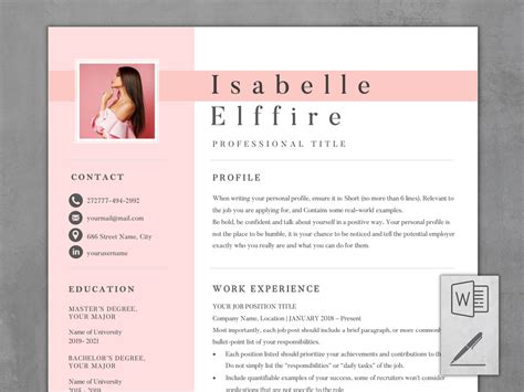 Free Pink Resume Template