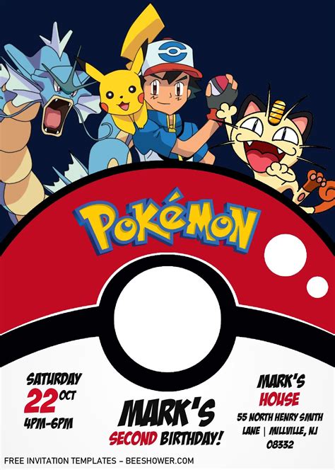 free pokemon birthday invitations template ideas