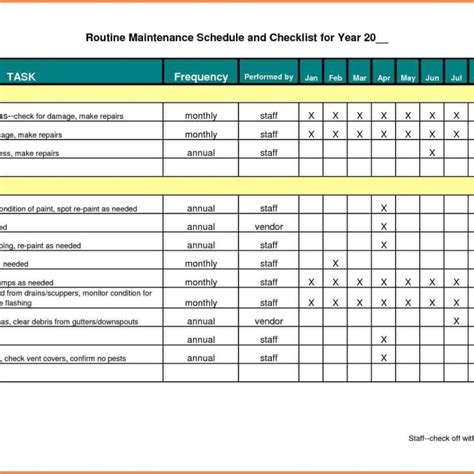 Free Preventive Maintenance Template Excel