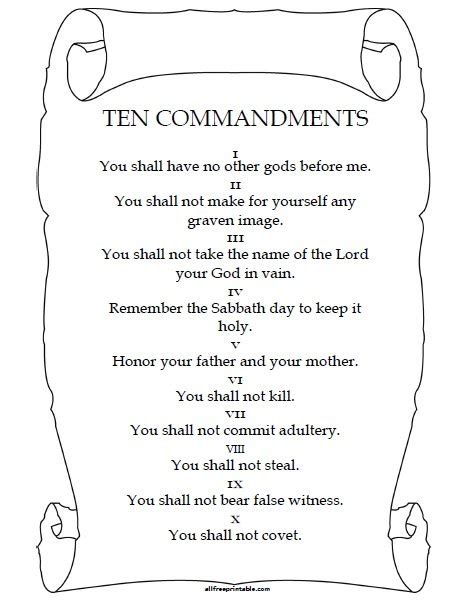 Free Printable Ten Commandments