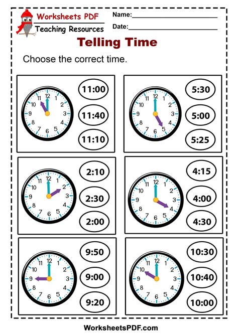 Free Printable Time Worksheets