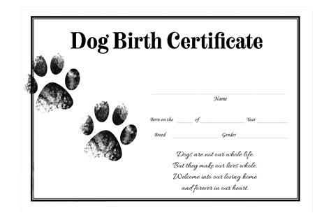 Free Puppy Birth Certificate Templates