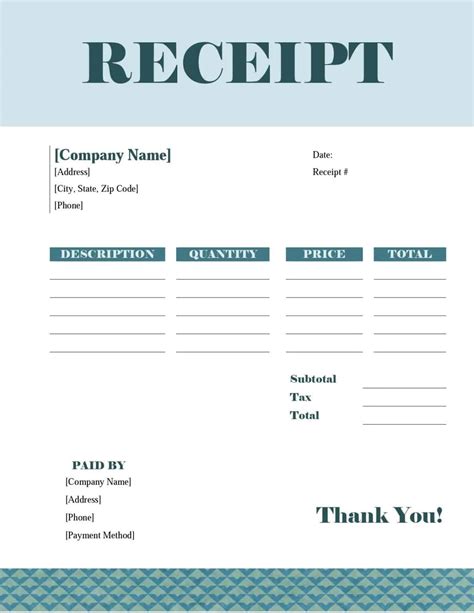 Free Receipt Templates Available