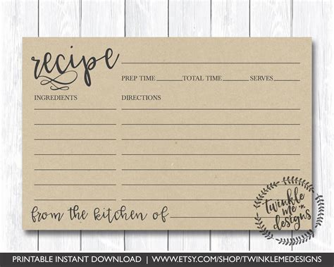 Free Recipe Card Templates