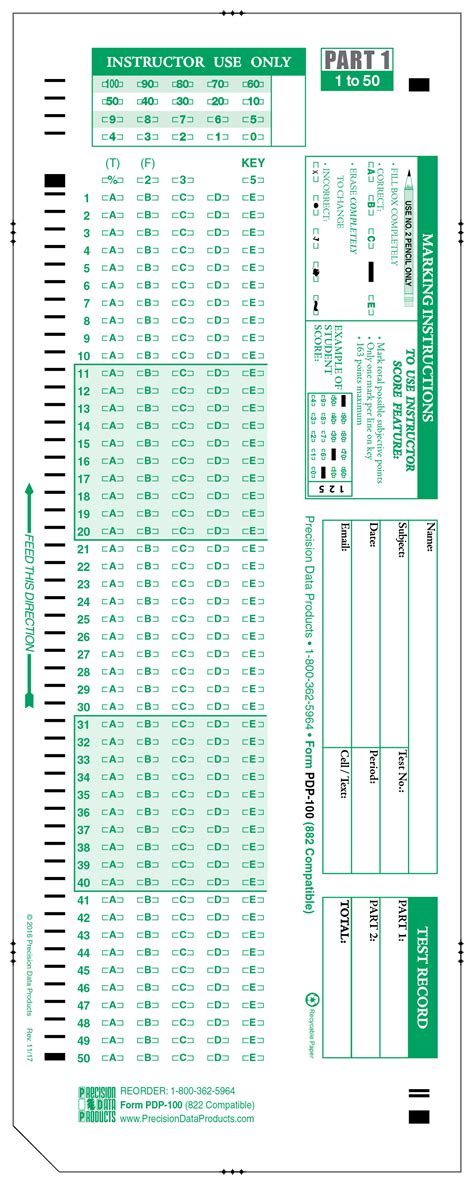 Free Scantron Sheets