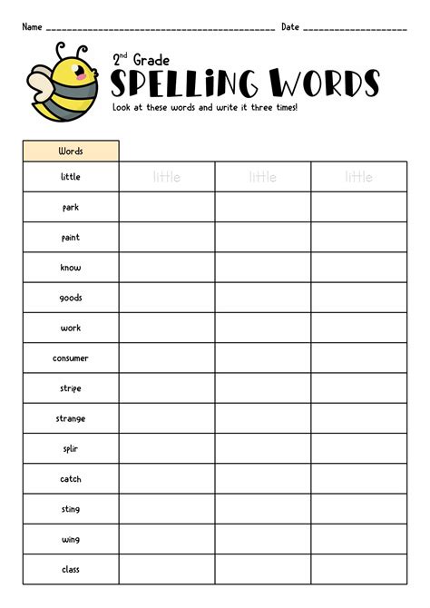 Free Spelling Worksheets Printable