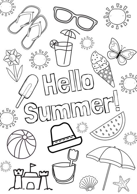 Free summer coloring pages for printing