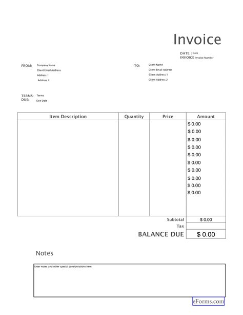 Free Templates for Invoices