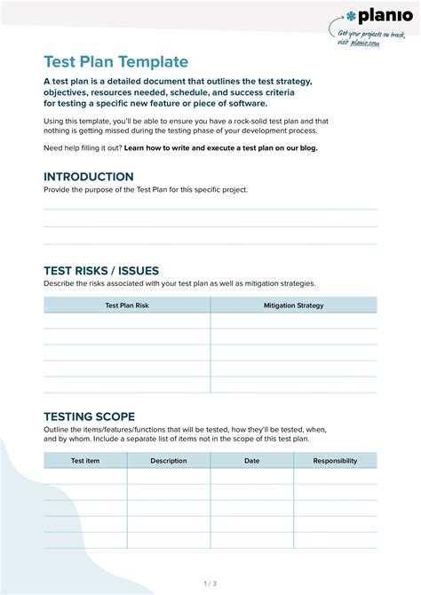 Free Test Plan Template Download