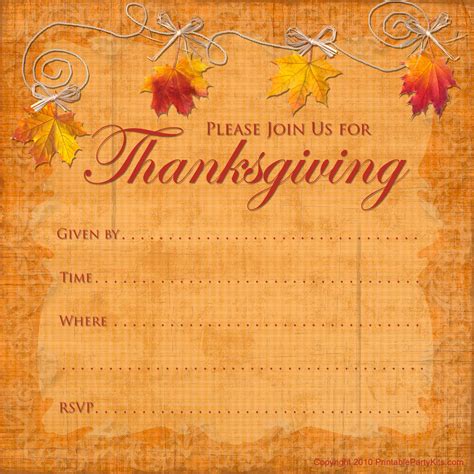 Free Word Party Invitation Templates for Thanksgiving Parties