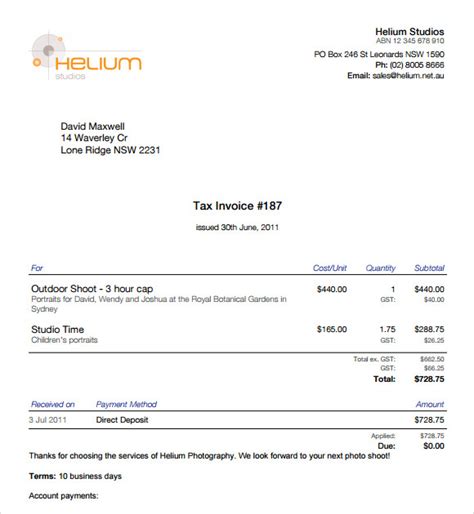 Freelance Photographer Invoice Template Tips