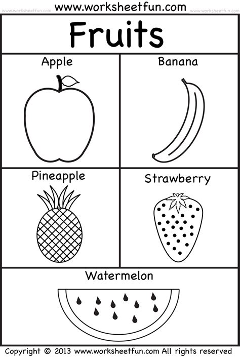 Fruit printables for educational settings