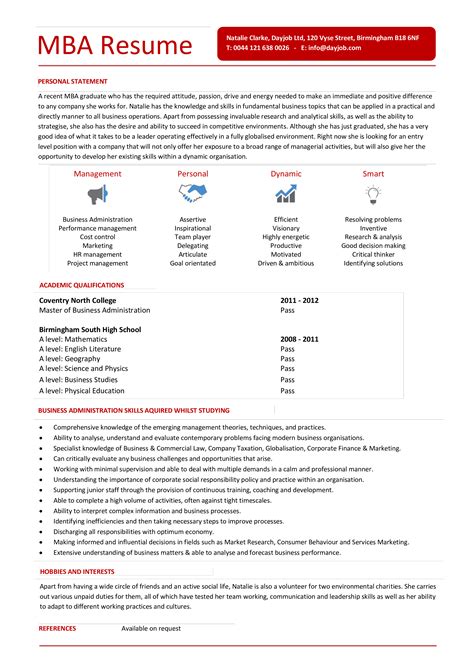 Functional MBA Resume Template