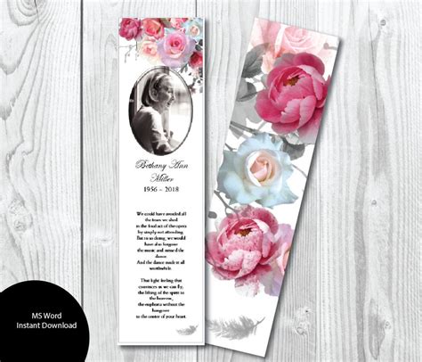 Funeral Bookmark Template 2