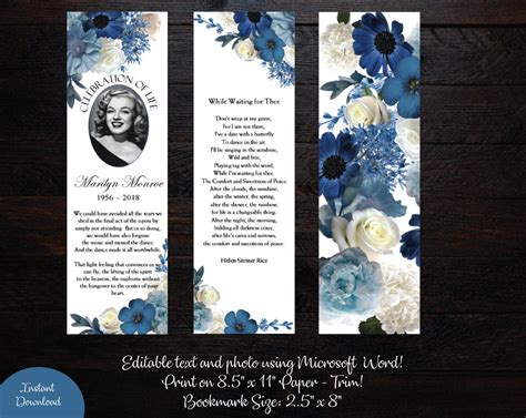 Funeral Bookmark Template 5