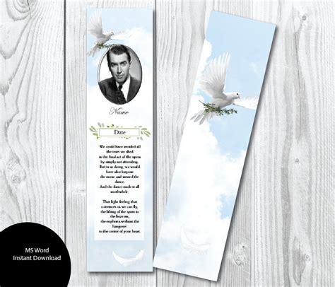 Funeral Bookmarks Template