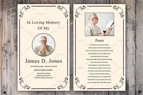 Funeral memorial card template ideas example