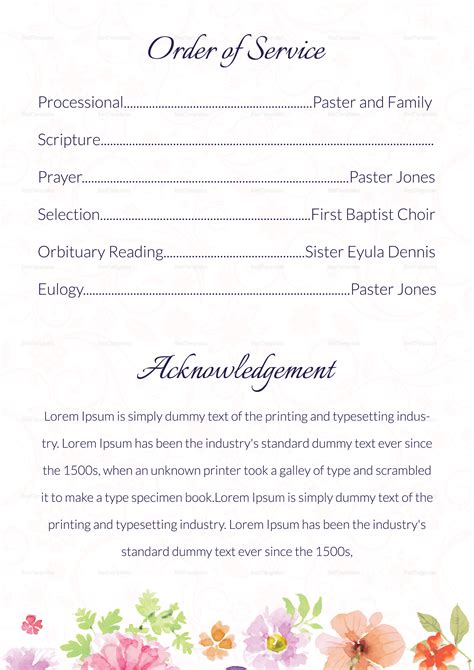 Funeral Order of Service Template 3