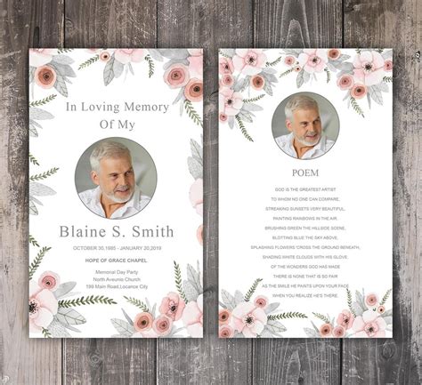 Funeral Prayer Cards Templates Design