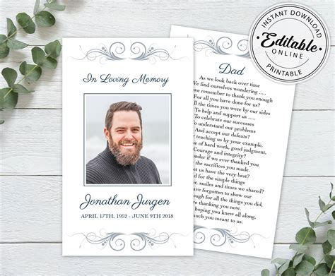 Funeral Prayer Cards Templates Design