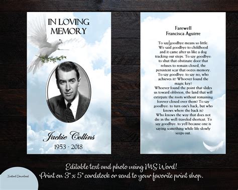 Funeral Prayer Cards Templates Photos