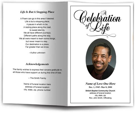 Customizable funeral program