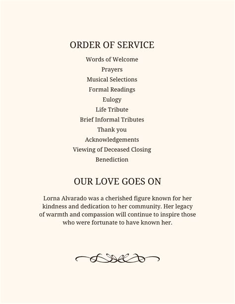 Description of Funeral Service Example