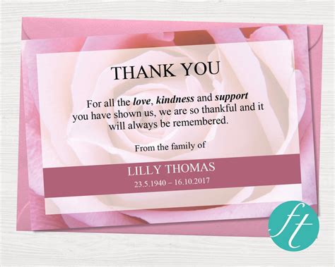 Funeral Thank You Card Example 1