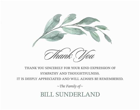 Funeral Thank You Card Wording