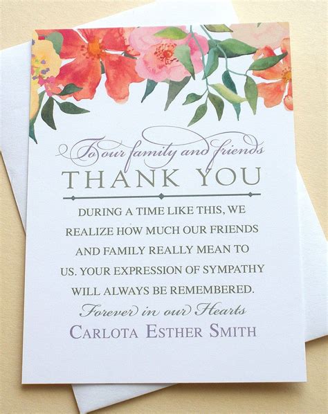 Funeral Thank You Card Words