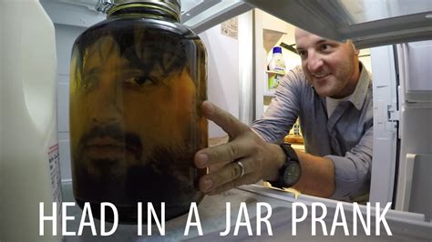 Funny head in a jar prank