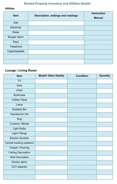 Furnished Apartment Inventory Checklist Example