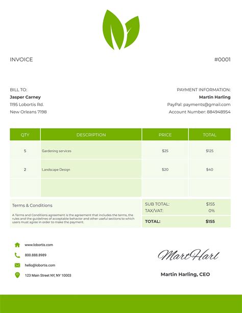 Key Elements of a Garden Invoice Template