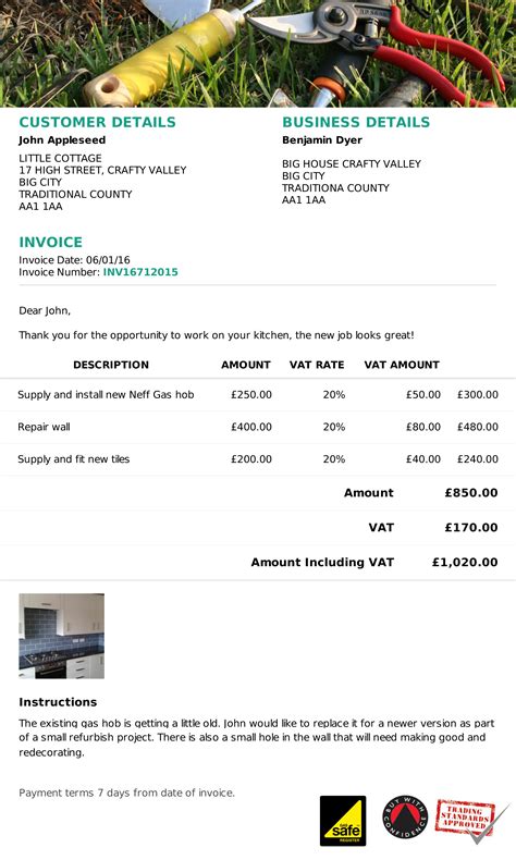 Garden Invoice Template Example