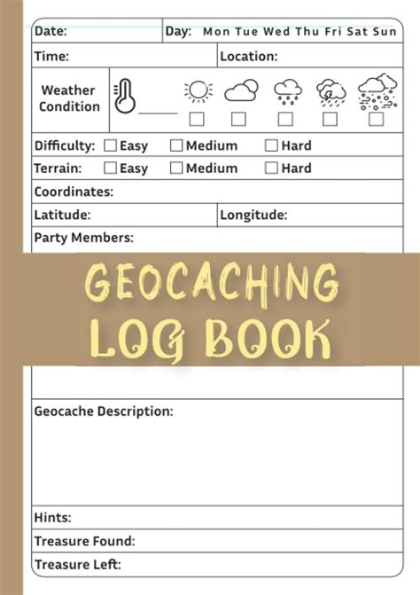 Geocache log printable example 1