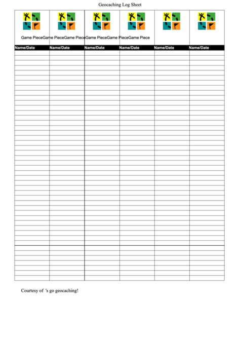 Geocache log printable example 2