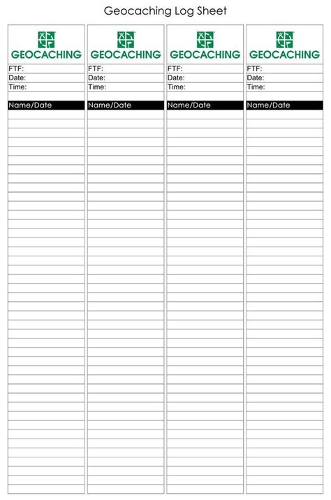 Geocache log printable example 4