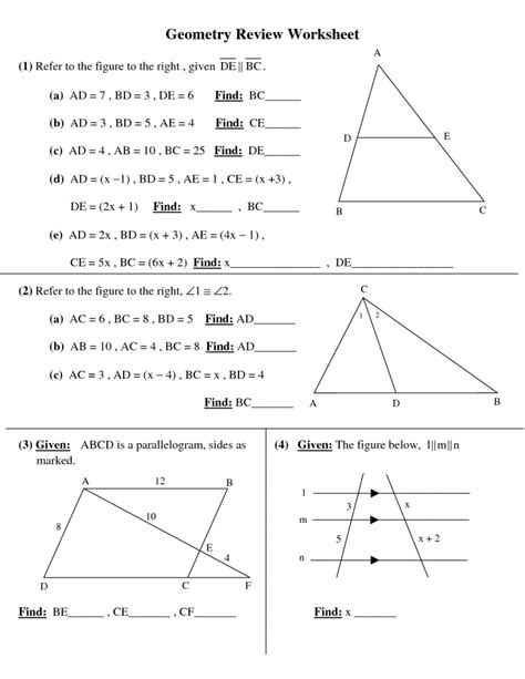 Geometry Worksheets