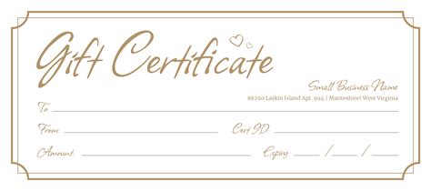 Description of Gift Certificate Examples