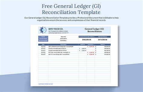 GL Reconciliation Template Example