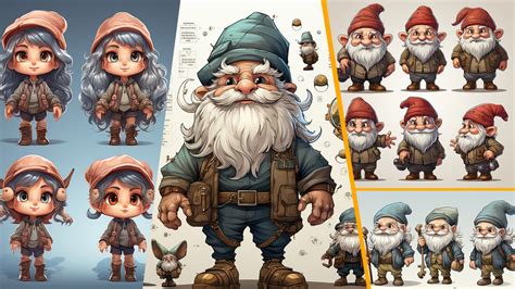 Gnome character designs and concepts