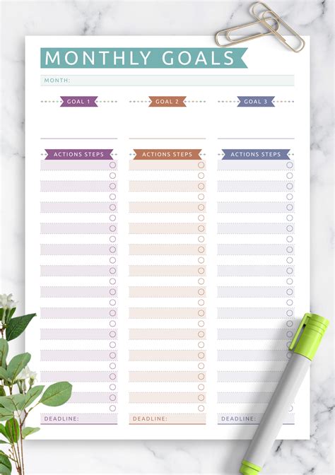 Goal Setting Schedule Template