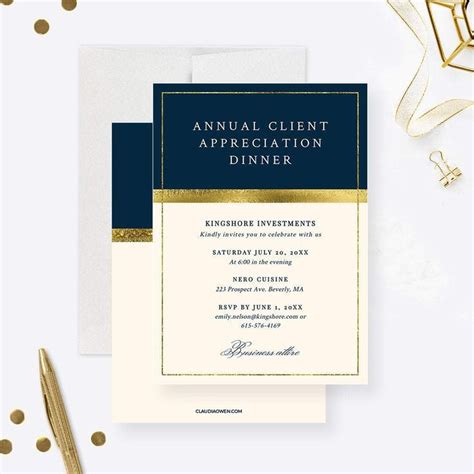 Gold and Blue Corporate Event Invitations