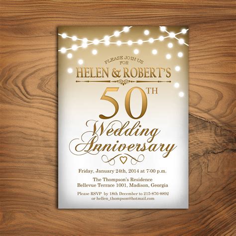 Gold Anniversary Invitation Designs