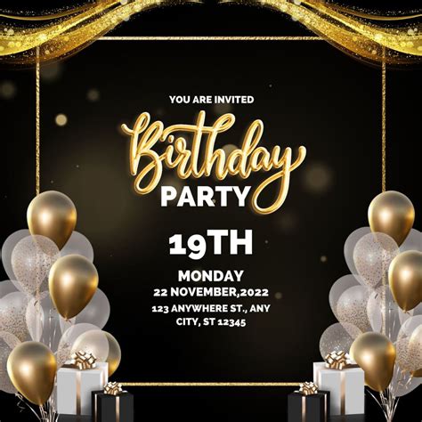 Gold Birthday Invitation Templates