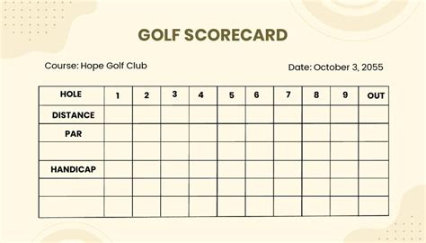 Golf Scorecard Template 1