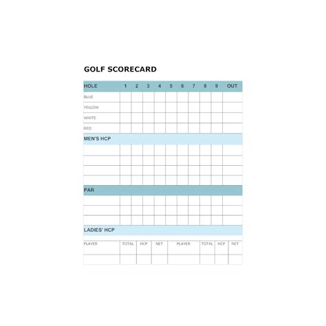 Golf Scorecard Template 2