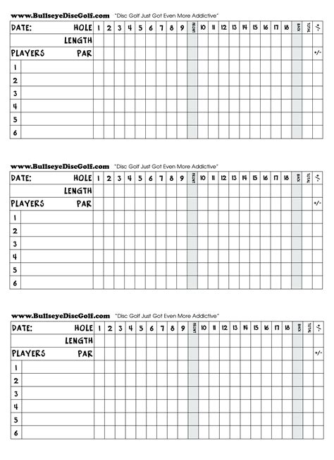 Golf Scorecard Template 3