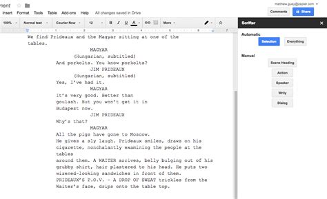 Google Docs Movie Script