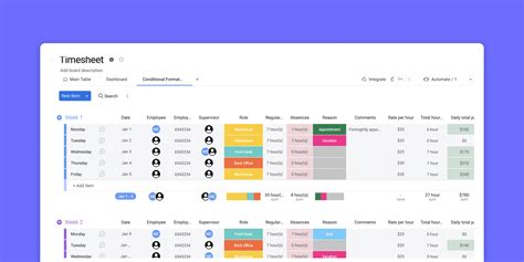 Google Sheets Weekly Timesheet Template